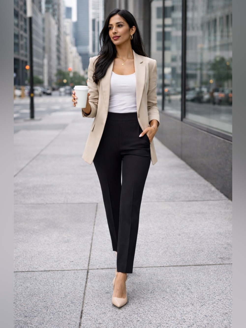 Quince Black Slim Dress Pants XS Slit Hem Work Office Minimal